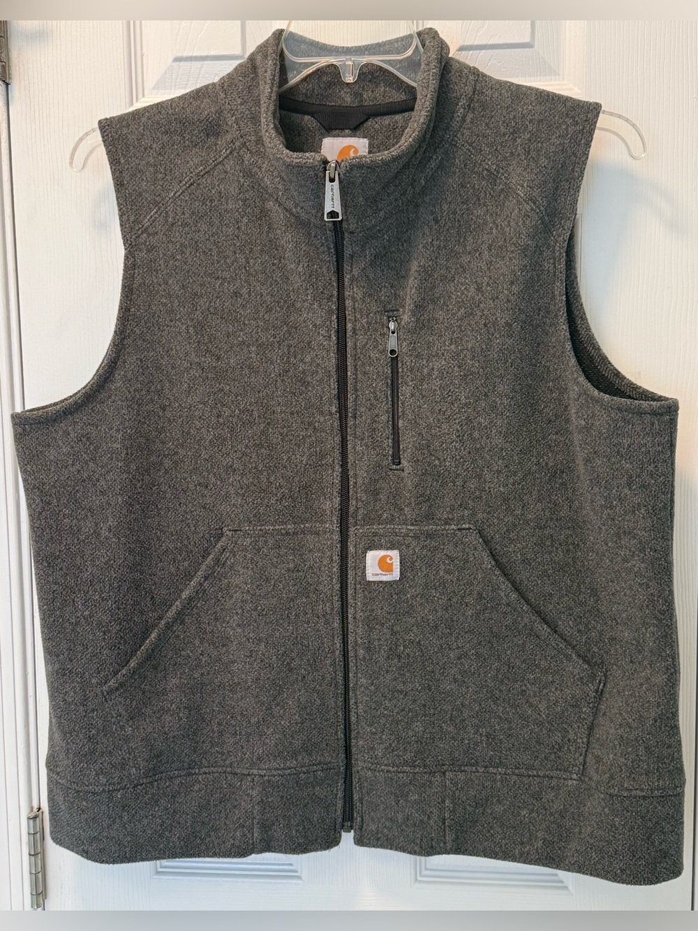 Carhartt Gray Fleece Zip Vest Women’s XL 16 18 cabincore gorpcore normcore